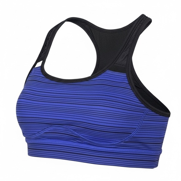 Lululemon Blue Black Stripe Racerback Sports Bra Size 6 - Picture 2 of 8